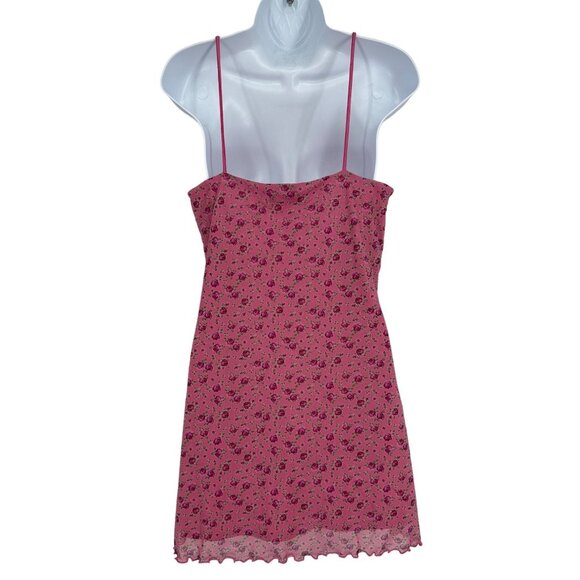 Urban Outfitters Elodie Mesh Floral Mini Short Spaghetti Strap Dress Size L - Picture 4 of 8